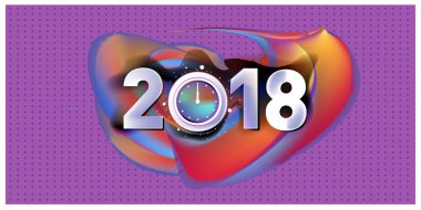 2018 yeni yıl renkli akrilik boya 3d tasarım öğesi sunumlar, el ilanları, broşürler, kartpostallar ve posterler için arka plan üzerinde. Vektör çizim