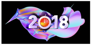 2018 yeni yıl renkli akrilik boya 3d tasarım öğesi sunumlar, el ilanları, broşürler, kartpostallar ve posterler için arka plan üzerinde. Vektör çizim