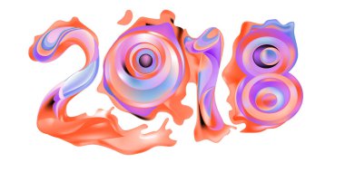 2018 yeni yıl renkli akrilik boya 3d tasarım öğesi sunumlar, el ilanları, broşürler, kartpostallar ve posterler için arka plan üzerinde. Vektör çizim