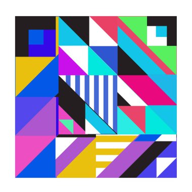 Trendy geometrik kaleydoskop öğeleri memphis tebrik kartları tasarımı. Retro tarzı doku, desen ve öğeleri. Modern soyut tasarım poster ve kapak şablonu