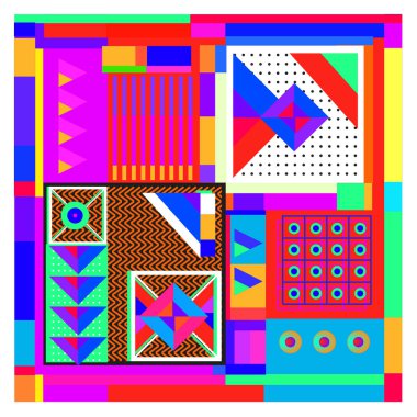 Trendy geometrik öğeleri memphis tasarımı renkli ve parlak. Retro 90s doku, desen ve öğeleri tarzı. Modern arka plan tasarımı ve kapak şablonu