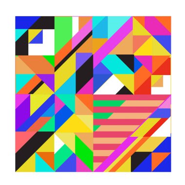 Trendy geometrik kaleydoskop öğeleri memphis tebrik kartları tasarımı. Retro tarzı doku, desen ve öğeleri. Modern soyut tasarım poster ve kapak şablonu