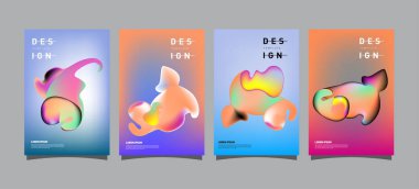 Renkli soyut sıvı ve sıvı poster ve kapak tasarımı. En az geometrik desen degradeler arka planlar