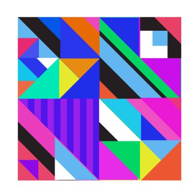 Trendy geometrik kaleydoskop öğeleri memphis tebrik kartları tasarımı. Retro tarzı doku, desen ve öğeleri. Modern soyut tasarım poster ve kapak şablonu