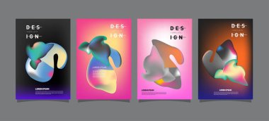 Renkli soyut sıvı ve sıvı poster ve kapak tasarımı. En az geometrik desen degradeler arka planlar