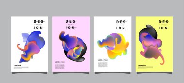 Renkli soyut sıvı ve sıvı poster ve kapak tasarımı. En az geometrik desen degradeler arka planlar