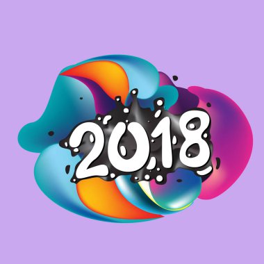 2018 mutlu yeni yıl tatil tebrik kartı sıvı renkli arka plan üzerinde