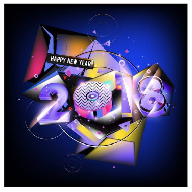 Yeni yıl 2018. Renkli tasarım.