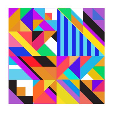 Trendy geometrik kaleydoskop öğeleri memphis tebrik kartları tasarımı. Retro tarzı doku, desen ve öğeleri. Modern soyut tasarım poster ve kapak şablonu