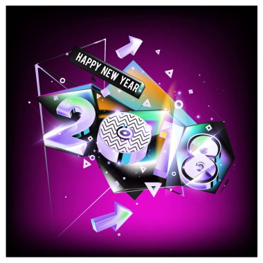 Yeni yıl 2018. Renkli tasarım.