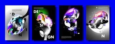 Renkli soyut sıvı ve sıvı poster ve kapak tasarımı. En az geometrik desen degradeler arka planlar. vektör.