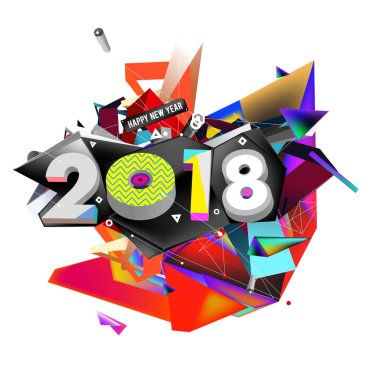 Yeni yıl 2018. Renkli tasarım.