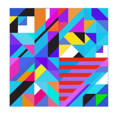 Trendy geometrik kaleydoskop öğeleri memphis tebrik kartları tasarımı. Retro tarzı doku, desen ve öğeleri. Modern soyut tasarım poster ve kapak şablonu