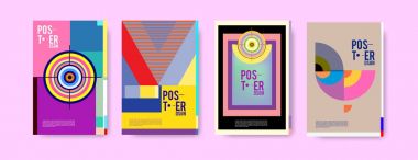 Minimalist vektör tasarım küme kapsıyor. Serin geometrik degradeler şekli. Fütüristik Poster şablonu.
