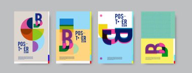 Minimalist vektör tasarım küme kapsıyor. Serin geometrik degradeler şekli. Fütüristik Poster şablonu.