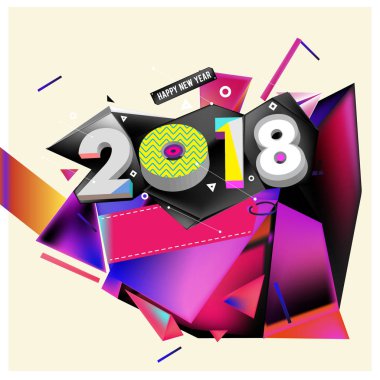 2018 yeni yıl renkli akrilik boya 3d tasarım öğesi sunumlar, el ilanları, broşürler, kartpostallar ve posterler için arka plan üzerinde. Vektör çizim