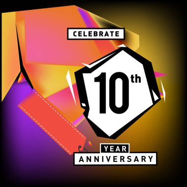 Yıldönümü Kartı renkli arka plan ile. doğum günü logosu geometrik renkli arka plan üzerinde.