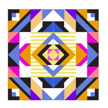 Trendy geometrik kaleydoskop öğeleri memphis tebrik kartları tasarımı. Retro tarzı doku, desen ve öğeleri. Modern soyut tasarım poster ve kapak şablonu