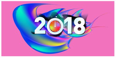 2018 yeni yıl renkli akrilik boya 3d tasarım öğesi sunumlar, el ilanları, broşürler, kartpostallar ve posterler için arka plan üzerinde. Vektör çizim