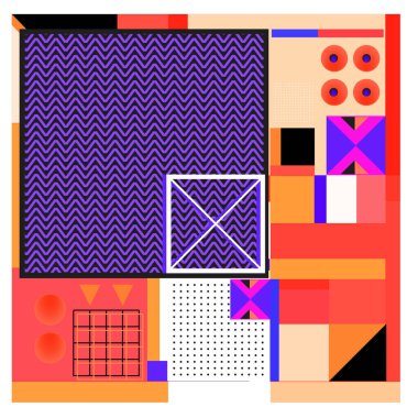 Trendy geometrik öğeleri memphis tasarımı renkli ve parlak. Retro 90s doku, desen ve öğeleri tarzı. Modern arka plan tasarımı ve kapak şablonu