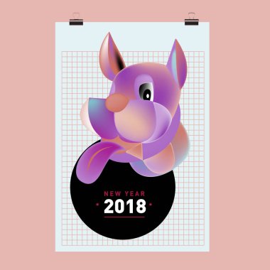 Çin yeni yılı 2018 şenlikli vektör kartı tasarımı ile şirin köpek, 2018 yıl zodyak sembolü 