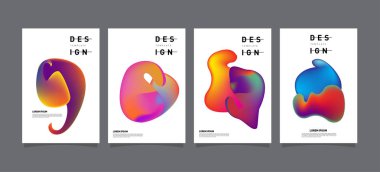 Renkli soyut sıvı ve sıvı poster ve kapak tasarımı. En az geometrik desen degradeler arka planlar