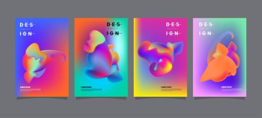 Renkli soyut sıvı ve sıvı poster ve kapak tasarımı. En az geometrik desen degradeler arka planlar