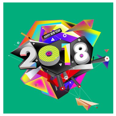 Yeni yıl 2018. Renkli tasarım.