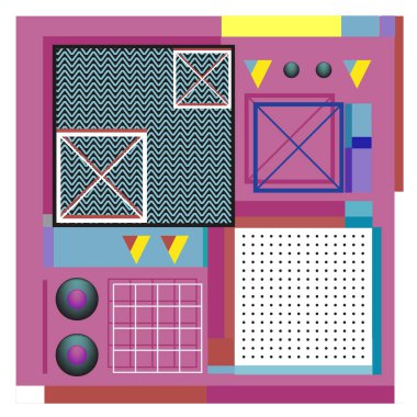 Trendy geometrik öğeleri memphis tasarımı renkli ve parlak. Retro 90s doku, desen ve öğeleri tarzı. Modern arka plan tasarımı ve kapak şablonu