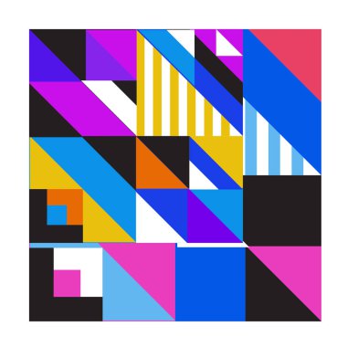 Trendy geometrik kaleydoskop öğeleri memphis tebrik kartları tasarımı. Retro tarzı doku, desen ve öğeleri. Modern soyut tasarım poster ve kapak şablonu