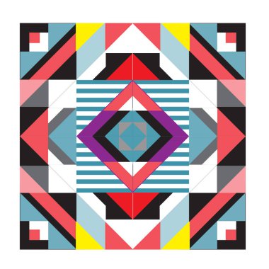 Trendy geometrik kaleydoskop öğeleri memphis tebrik kartları tasarımı. Retro tarzı doku, desen ve öğeleri. Modern soyut tasarım poster ve kapak şablonu