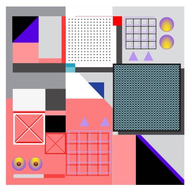 Trendy geometrik öğeleri memphis tasarımı renkli ve parlak. Retro 90s doku, desen ve öğeleri tarzı. Modern arka plan tasarımı ve kapak şablonu