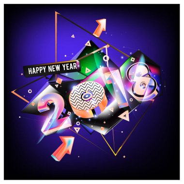 Yeni yıl 2018. Renkli tasarım.