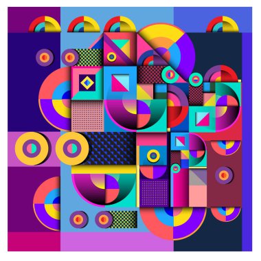 Modaya uygun curvy geometrik memphis öğeleri renkli bir tasarım. Retro 90s doku, desen ve öğeleri tarzı. Modern soyut kültür arka plan tasarımı ve kapak şablonu.
