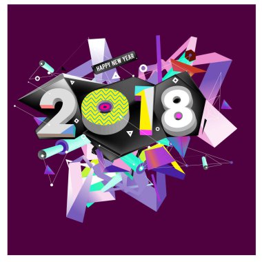 Yeni yıl 2018. Renkli tasarım.