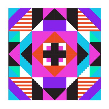 Trendy geometrik kaleydoskop öğeleri memphis tebrik kartları tasarımı. Retro tarzı doku, desen ve öğeleri. Modern soyut tasarım poster ve kapak şablonu