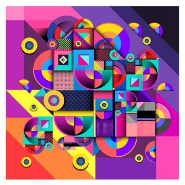 Modaya uygun curvy geometrik memphis öğeleri renkli bir tasarım. Retro 90s doku, desen ve öğeleri tarzı. Modern soyut kültür arka plan tasarımı ve kapak şablonu.