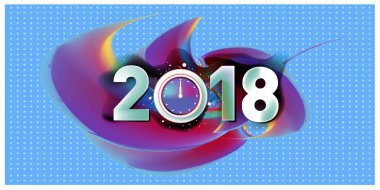 2018 yeni yıl renkli akrilik boya 3d tasarım öğesi sunumlar, el ilanları, broşürler, kartpostallar ve posterler için arka plan üzerinde. Vektör çizim