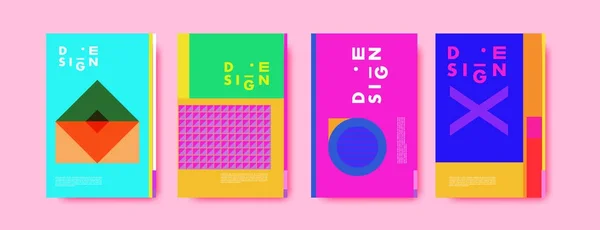 Minimalistická Vector Zahrnuje Design Set Cool Přechody Geometrické Obrazce Futuristické — Stockový vektor