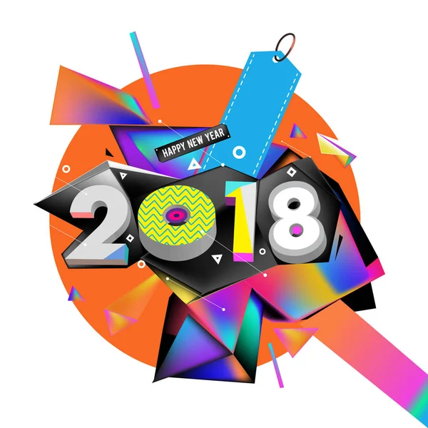 2018 Año Nuevo Fondo Colorido Elemento Diseño Pintura Acrílica Para — Vector de stock