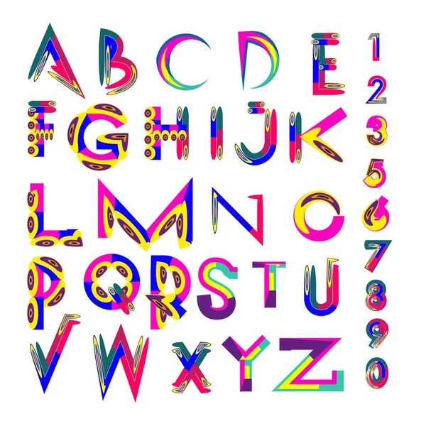 Vetor Alfabeto Colorido Fontes Exclusivas Para Design Modelo Ilustração Tipografia — Vetor de Stock