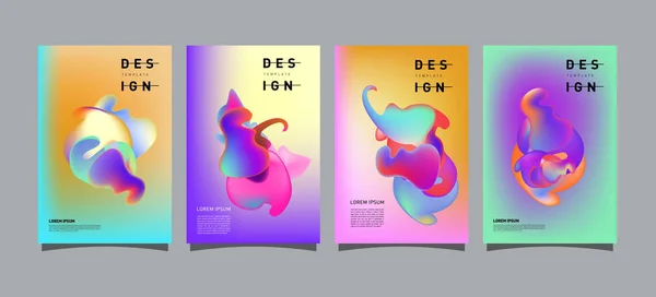 Kleurrijke Abstracte Vloeibare Vloeiende Poster Cover Design Minimale Geometrische Patroon — Stockvector