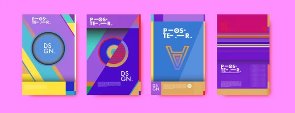 Renkli Geometrik Tasarım Poster Kapak Geometrik Desen Degradeler Arka Planlar — Stok Vektör