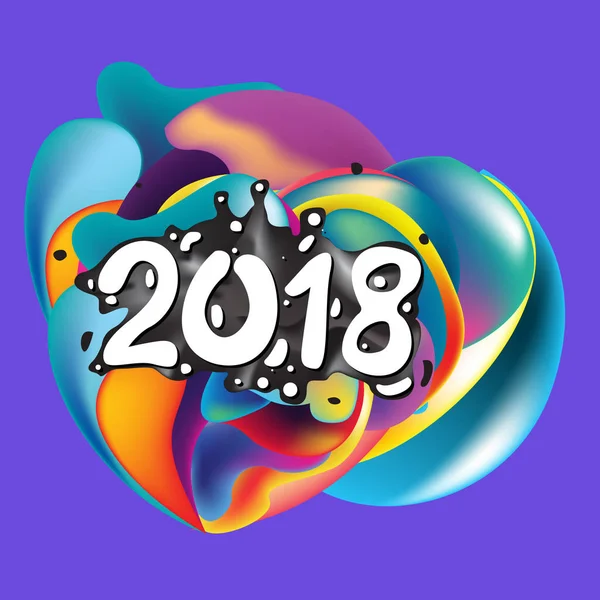 2018 mutlu yeni yıl tatil tebrik kartı sıvı renkli arka plan üzerinde
