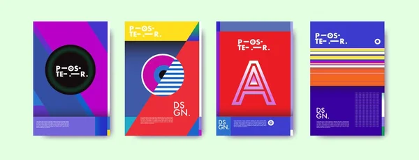 Buntes Geometrisches Plakat Und Coverdesign Minimale Geometrische Musterverläufe Hintergründe — Stockvektor