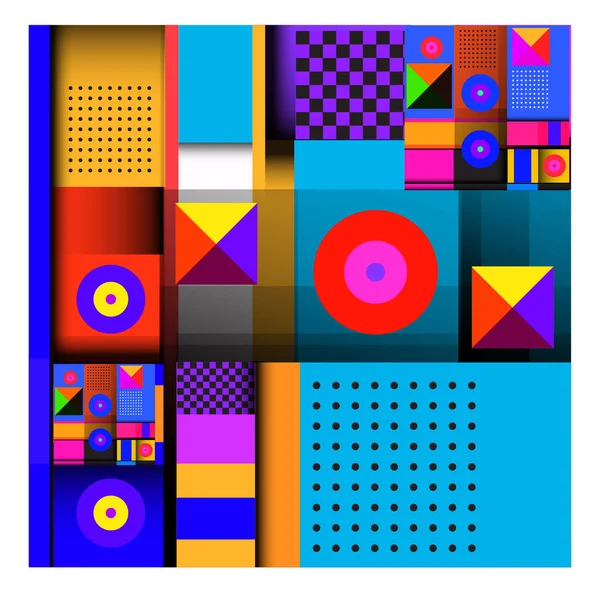 Elementos Geométricos Moda Memphis Design Colorido Brilhante Textura Estilo Retro — Vetor de Stock