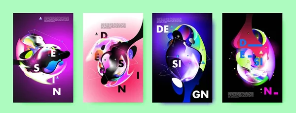Renkli Soyut Sıvı Sıvı Poster Kapak Tasarımı Geometrik Desen Degradeler — Stok Vektör