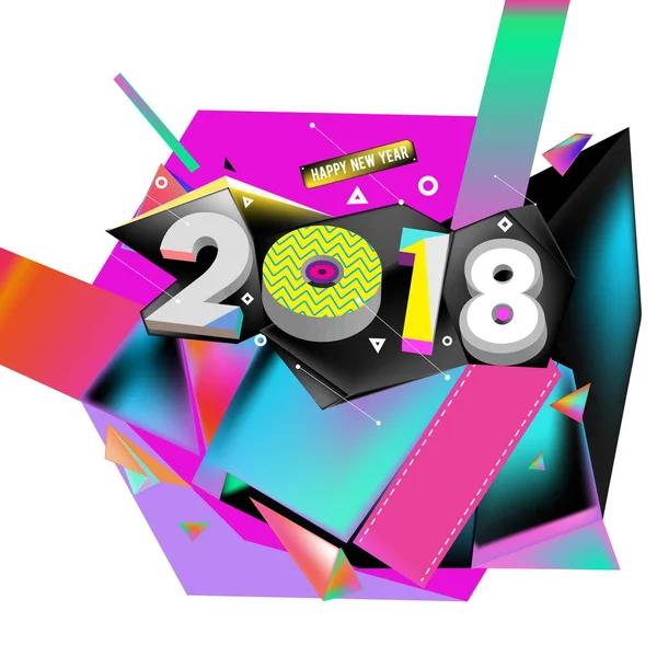 2018 New Year on the background of a colorful acrylic paint 3d design element for presentations, flyers, leaflets, postcards and posters. Vector illustration