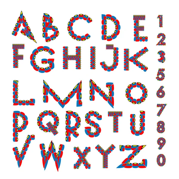 Vettore Alfabeto Colorato Caratteri Unici Modello Disegno Illustrazione Tipografia Poster — Vettoriale Stock