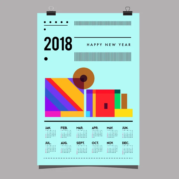 Modèle Couverture Calendrier Nouvel 2018 Calendrier Conception Affiche Avec Fond — Image vectorielle